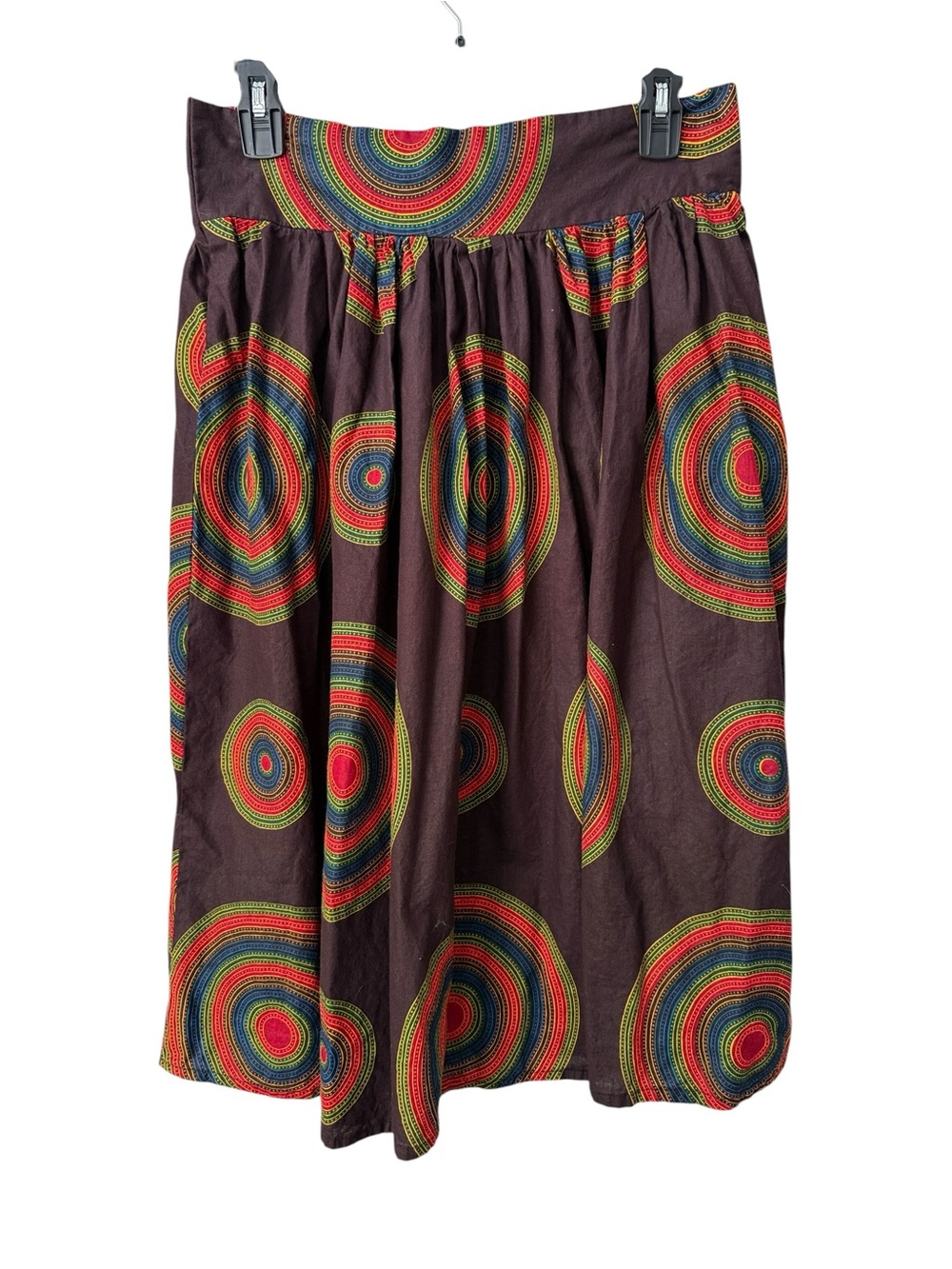 Handmade Circle Print  Gathered Midi Skirt Size M